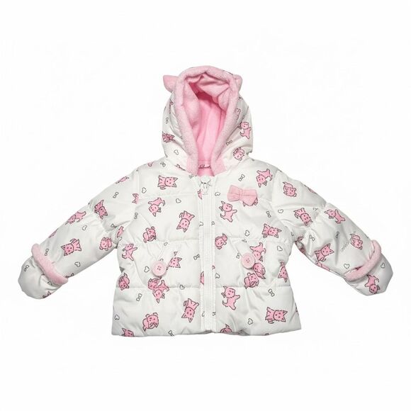 London Fog newborn puffer 2-pc bunting Set  0-6 Months Pink/White NWT - Picture 2 of 6